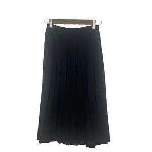Vintage Ecco Bay Pleated Skirt Sz Small Midi Black A-Line Dark Academia Goth